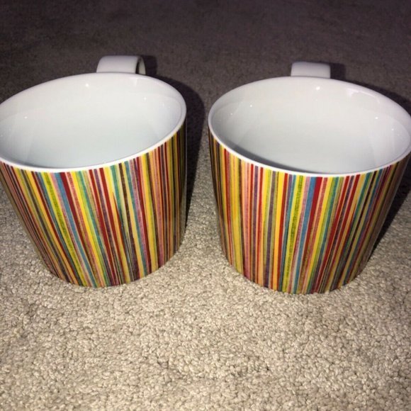 Starbucks 2008 Multi Colored Rainbow Stripe Coffee Mug Set‎ (2) - Picture 6 of 12